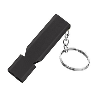 MNL-006 Aluminum Alloy Double Tube High Frequency Whistle Children Outdoor Survival Whistle with Key Ring(Black)