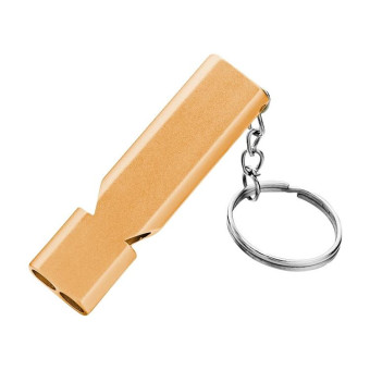 MNL-006 Aluminum Alloy Double Tube High Frequency Whistle Children Outdoor Survival Whistle with Key Ring(Gold)