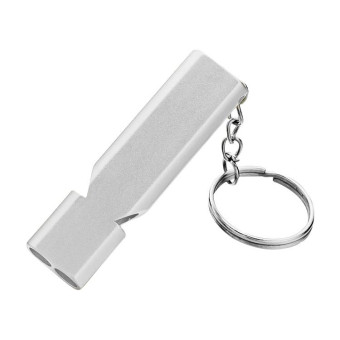 MNL-006 Aluminum Alloy Double Tube High Frequency Whistle Children Outdoor Survival Whistle with Key Ring(Silver)
