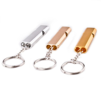 MNL-006 Aluminum Alloy Double Tube High Frequency Whistle Children Outdoor Survival Whistle with Key Ring(Gold)