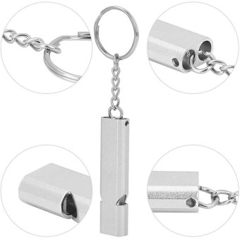 MNL-006 Aluminum Alloy Double Tube High Frequency Whistle Children Outdoor Survival Whistle with Key Ring(Gold)