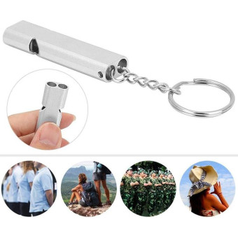 MNL-006 Aluminum Alloy Double Tube High Frequency Whistle Children Outdoor Survival Whistle with Key Ring(Gold)