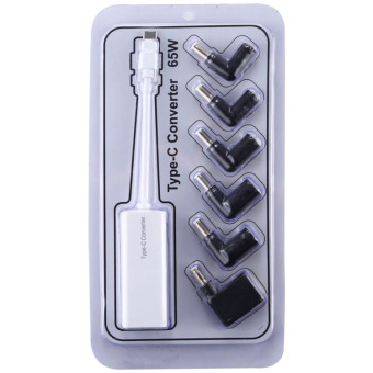 Laptop Power Adapter 65W USB-C / Type-C Converter to 6 in 1 Power Adapter (White)