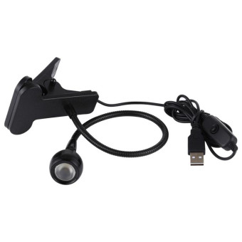 3W 360 Degree Rotation USB Metal Flexible Neck Warm White Light LED Light with Switch & Clip(Black)