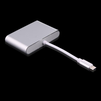 USB-C / Type-C 3.1 to VGA & HDMI & 3.5mm Video Audio Adapter, For Laptop & Notebook & MacBook 12 inch & MacBook Pro(Silver)