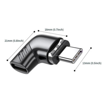 X20 100W PD USB-C / Type-C Female to USB-C / Type-C Elbow Magnetic Charging Adapter(Black)