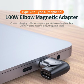 X20 100W PD USB-C / Type-C Female to USB-C / Type-C Elbow Magnetic Charging Adapter(Tarnish)