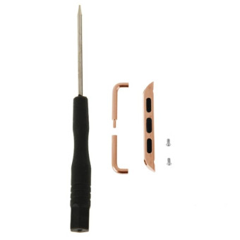 2 PCS for Apple Watch 38mm Metal Strap Connector Metal Buckle with Screwdrivers Tool(Gold)