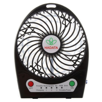 Hadata 4.3 inch Portable USB / Li-ion Battery Powered Rechargeable Fan with Third Wind Gear Adjustment & Clip(Black)