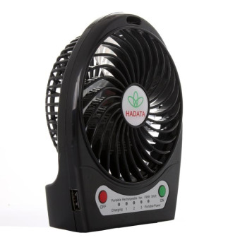 Hadata 4.3 inch Portable USB / Li-ion Battery Powered Rechargeable Fan with Third Wind Gear Adjustment & Clip(Black)