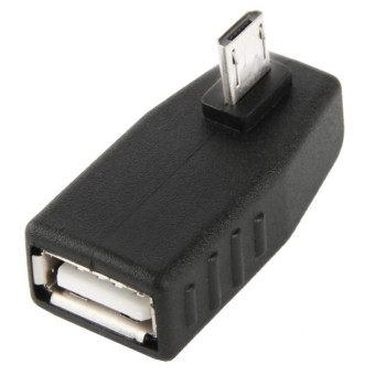 Micro USB Male to USB 2.0 AF Adapter with 90 Degree Angle, Support OTG Function(Black)