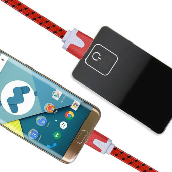 2m Woven Style Micro USB to USB Data / Charging Cable(Red)