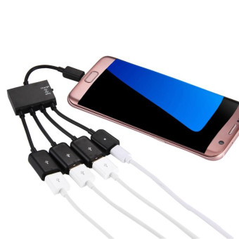 18cm 4 Ports Micro USB OTG Charge HUB Cable, For Samsung / Huawei / Xiaomi / Meizu / LG / HTC and Other Smartphones(Black)