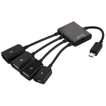 18cm 4 Ports Micro USB OTG Charge HUB Cable, For Samsung / Huawei / Xiaomi / Meizu / LG / HTC and Other Smartphones(Black)