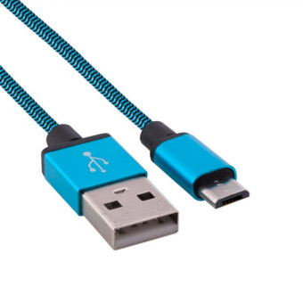 1m Woven Style Micro USB to USB 2.0 Data / Charger Cable, For Samsung, HTC, Sony, Lenovo, Huawei, and other Smartphones(Blue)