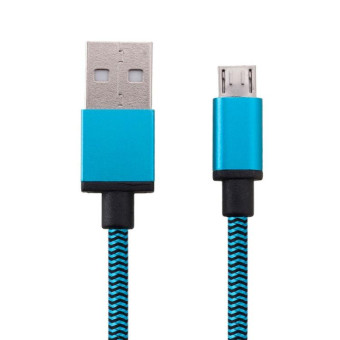 1m Woven Style Micro USB to USB 2.0 Data / Charger Cable, For Samsung, HTC, Sony, Lenovo, Huawei, and other Smartphones(Blue)
