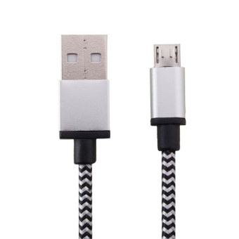 1m Woven Style Micro USB to USB 2.0 Data / Charger Cable, For Samsung, HTC, Sony, Lenovo, Huawei, and other Smartphones(Silver)