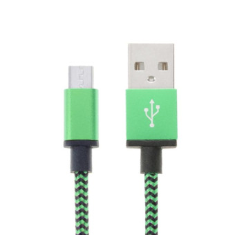 2m Woven Style Micro USB to USB 2.0 Data / Charger Cable(Green)