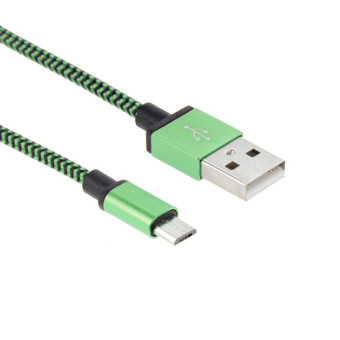 2m Woven Style Micro USB to USB 2.0 Data / Charger Cable(Green)