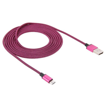 2m Woven Style Micro USB to USB 2.0 Data / Charger Cable(Magenta)