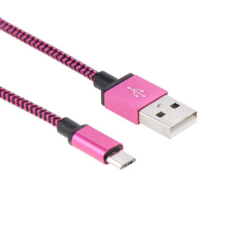 2m Woven Style Micro USB to USB 2.0 Data / Charger Cable(Magenta)