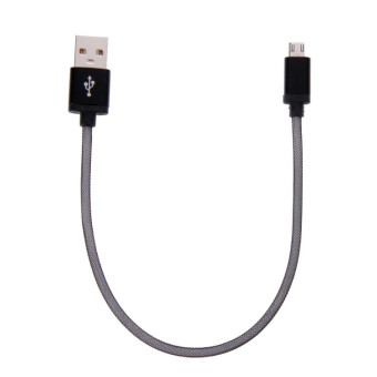 25cm Net Style Metal Head Micro USB to USB 2.0 Data / Charger Cable(Black)
