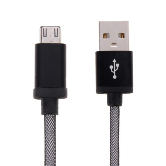 25cm Net Style Metal Head Micro USB to USB 2.0 Data / Charger Cable(Black)