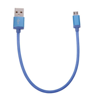 25cm Net Style Metal Head Micro USB to USB 2.0 Data / Charger Cable(Blue)