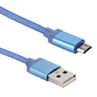 25cm Net Style Metal Head Micro USB to USB 2.0 Data / Charger Cable(Blue)