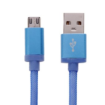 25cm Net Style Metal Head Micro USB to USB 2.0 Data / Charger Cable(Blue)