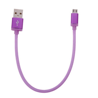 25cm Net Style Metal Head Micro USB to USB 2.0 Data / Charger Cable(Purple)