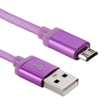 25cm Net Style Metal Head Micro USB to USB 2.0 Data / Charger Cable(Purple)