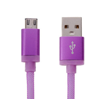 25cm Net Style Metal Head Micro USB to USB 2.0 Data / Charger Cable(Purple)