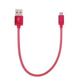 25cm Net Style Metal Head Micro USB to USB 2.0 Data / Charger Cable(Red)