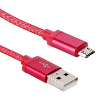 25cm Net Style Metal Head Micro USB to USB 2.0 Data / Charger Cable(Red)
