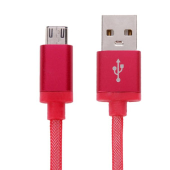 25cm Net Style Metal Head Micro USB to USB 2.0 Data / Charger Cable(Red)