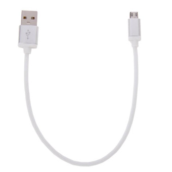 25cm Net Style Metal Head Micro USB to USB 2.0 Data / Charger Cable(White)