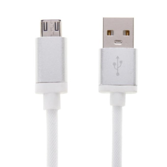 25cm Net Style Metal Head Micro USB to USB 2.0 Data / Charger Cable(White)