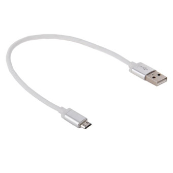 25cm Net Style Metal Head Micro USB to USB 2.0 Data / Charger Cable(White)