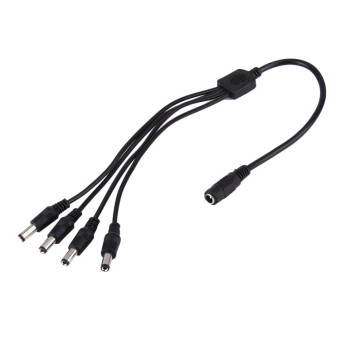 1 Female to 4 Male Plug 5.5 x 2.1mm DC Power Cable(Black)