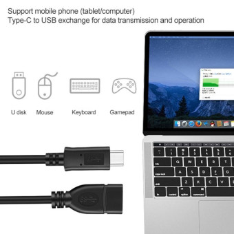 20cm USB 3.1 Type C Male to USB 3.0 Type A Female OTG Data Cable, For Nokia N1 / Macbook 12(Black)