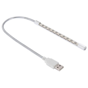 Portable Touch Switch  USB LED Light, 10-LED, 1W, White Light(Silver)