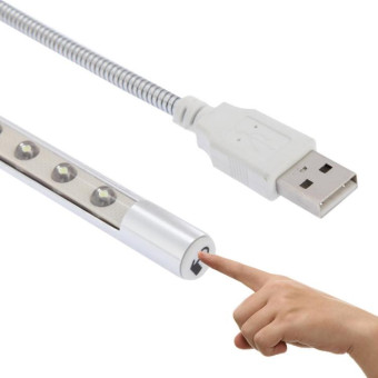 Portable Touch Switch  USB LED Light, 10-LED, 1W, White Light(Silver)