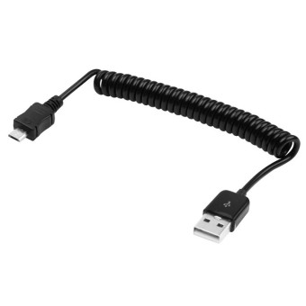 Micro USB Data / Charger Retractable Coiled Cable, Coiled Cable Stretches to 90cm, For Samsung / Huawei / Xiaomi / Meizu / LG / HTC and Other Smartphones(Black)