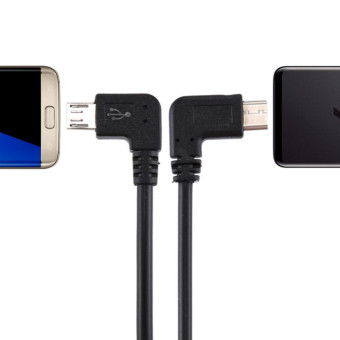 USB-C / Type-C Male Elbow to Micro USB Male Elbow Adapter Cable, Total Length: about 25cm, For Samsung, Huawei, Xiaomi, HTC, Meizu, Sony and other Smartphones