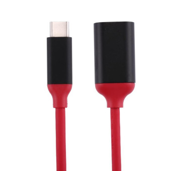 15cm Aluminum Alloy Head USB-C / Type-C 3.1 Male to USB 3.0 Female OTG Converter Adapter Cable(Red)