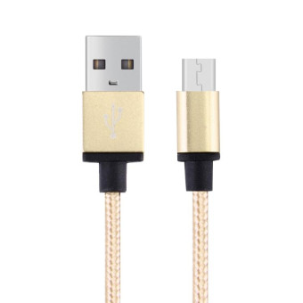1m Woven Style Metal Head 58 Cores Micro USB to USB 2.0 Data / Charger Cable, For Samsung / Huawei / Xiaomi / Meizu / LG / HTC and Other Smartphones (Light Yellow Gold)