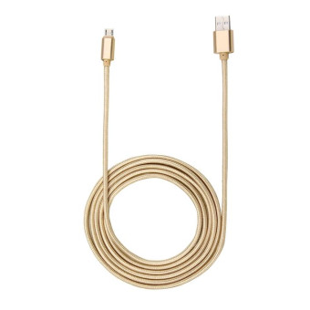 2m Woven Style Metal Head 84 Cores Micro USB to USB 2.0 Data / Charger Cable, For Samsung / Huawei / Xiaomi / Meizu / LG / HTC and Other Smartphones(Gold)
