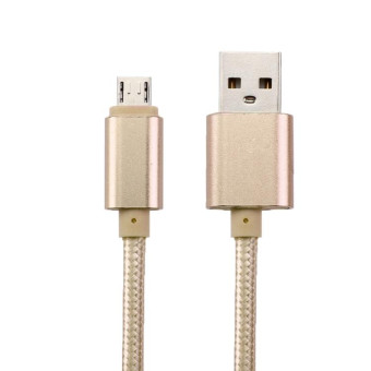 2m Woven Style Metal Head 84 Cores Micro USB to USB 2.0 Data / Charger Cable, For Samsung / Huawei / Xiaomi / Meizu / LG / HTC and Other Smartphones(Gold)