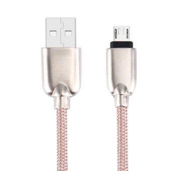 1M Woven Style Metal Head 108 Copper Cores Micro USB to USB Data Sync Charging Cable, For Samsung, HTC, Sony, Huawei, Xiaomi, Meizu and other Android Devices with Micro USB Port(Pink)